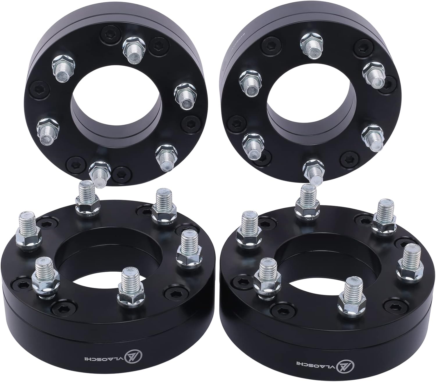 VLAOSCHI Black Forged 5x5 to 6x5.5 Wheel Adapters 2 Inch Compatible with Jeep Chevy-GMC 5 Lug to 6 Lug for Wrangler Grand Cherokee C1500 Yukon Durango (Adapt 6x139.7 Rim on 5x127 Vehicle) - Pack of 4