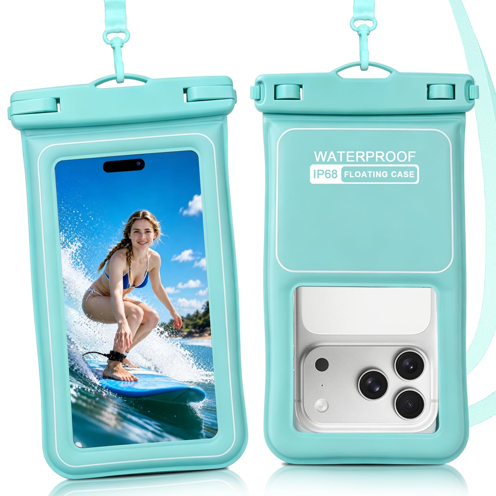 KEQAR Custodia Impermeabile IP68 Con Galleggiante – Cover Subacquea Per Smartphone Fino A 1 Metro, Per Snorkeling E Nuoto