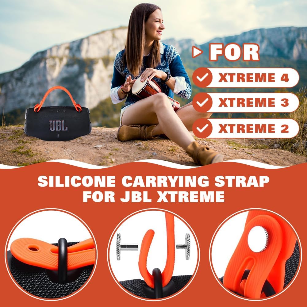 Removable Silicone Handle Strap for JBL Xtreme 5/Xtreme 4/Xtreme 3/Xtreme 2 Portable Bluetooth Speaker - Carrying Anti-Slip Speaker Handle Belt Replacement Accessories