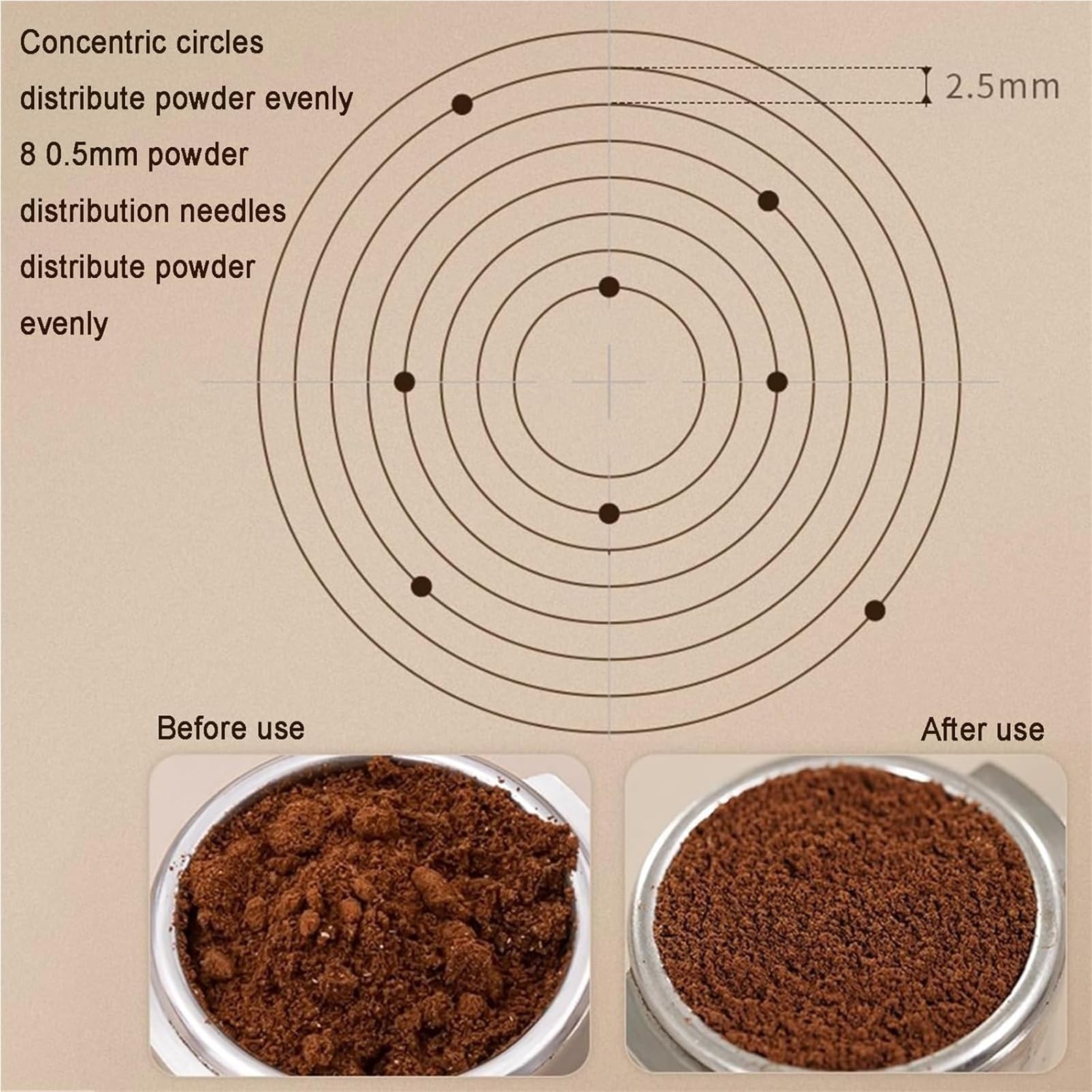 Juego de prensador de café de acero inoxidable con herramienta de distribución agitador, nivelador distribuidor con resorte, fijación magnética para accesorios de cafetera
