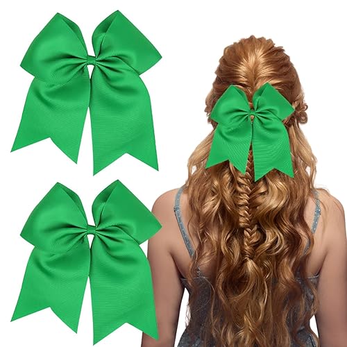 Totelux Lazo para el cabello, 2 lazos verdes para mujeres, adolescentes, niñas, animadoras, regalos de fiesta deportiva, accesorios para el cabello