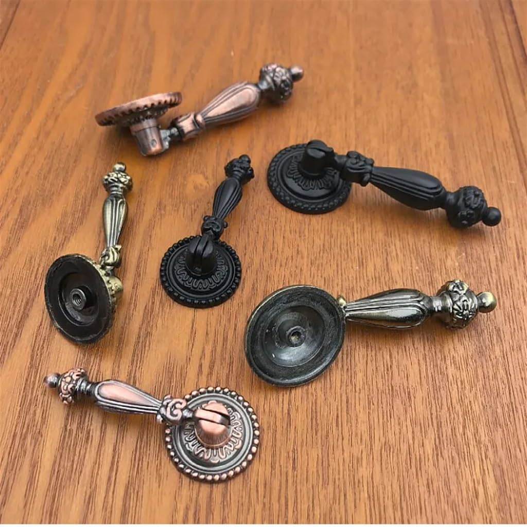 Retro Bronze Cupboard Door Handles Vintage Wardrobe Furniture Handle Jewelry Box Drawer Pulls Door knocker