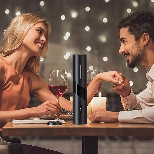 Miniatura 7 de Abridor eléctrico de botellas de vino, sacacorchos eléctrico automático, funciona con pilas, con cortador de papel de aluminio, vertedor de vino y