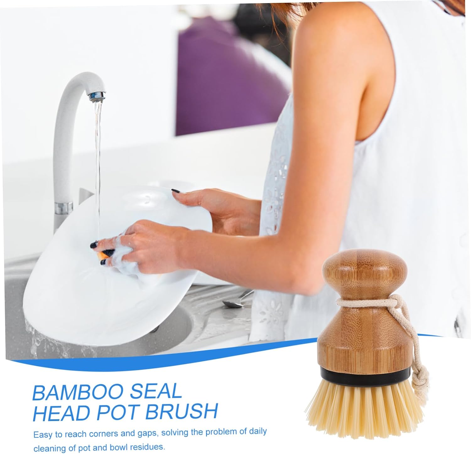 SHOWERORO 2Pcs Palm Brush Kitchen Cleaning Ergonomic Handheld Pot Scrubbers for Easy Dishwashing for Home Restaurant Use Non Scratch Design for Pots and Bowls