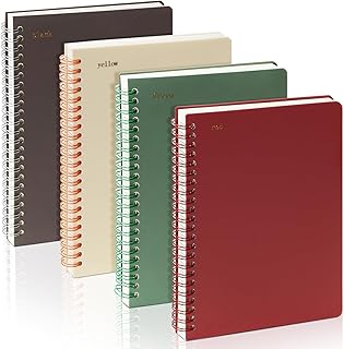 4 Pack Spiral Notebook, A5 4 Colors 80 Sheets/160 Pages Hardcover Spiral Journal and Notebook, Cute College Ruled Journals...