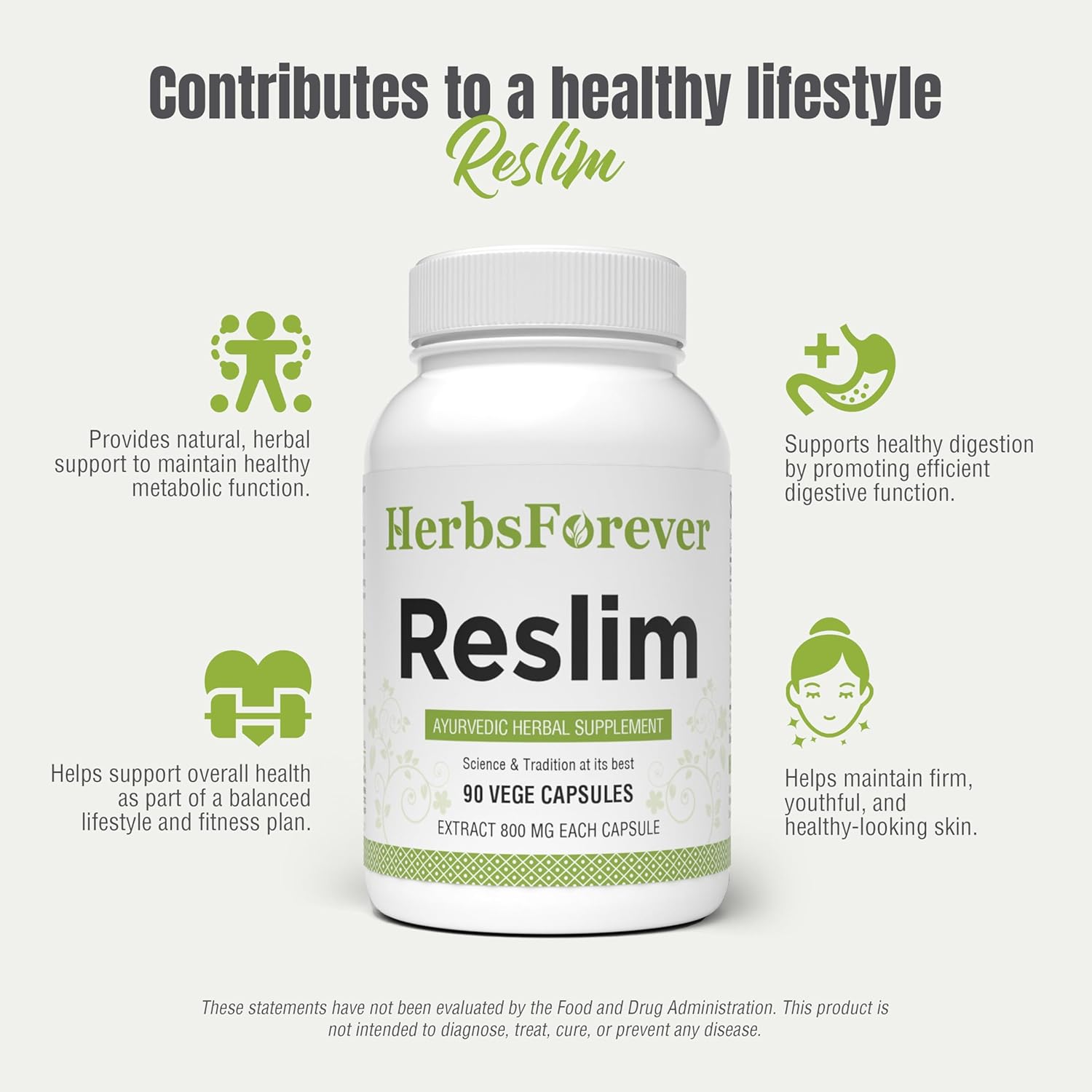 Herbsforever Reslim Capsules Ayurvedic Herbal Supplement Support Fit Body Balancing The Kapha Dosha 90 Vege Capsules 800 Mg Each