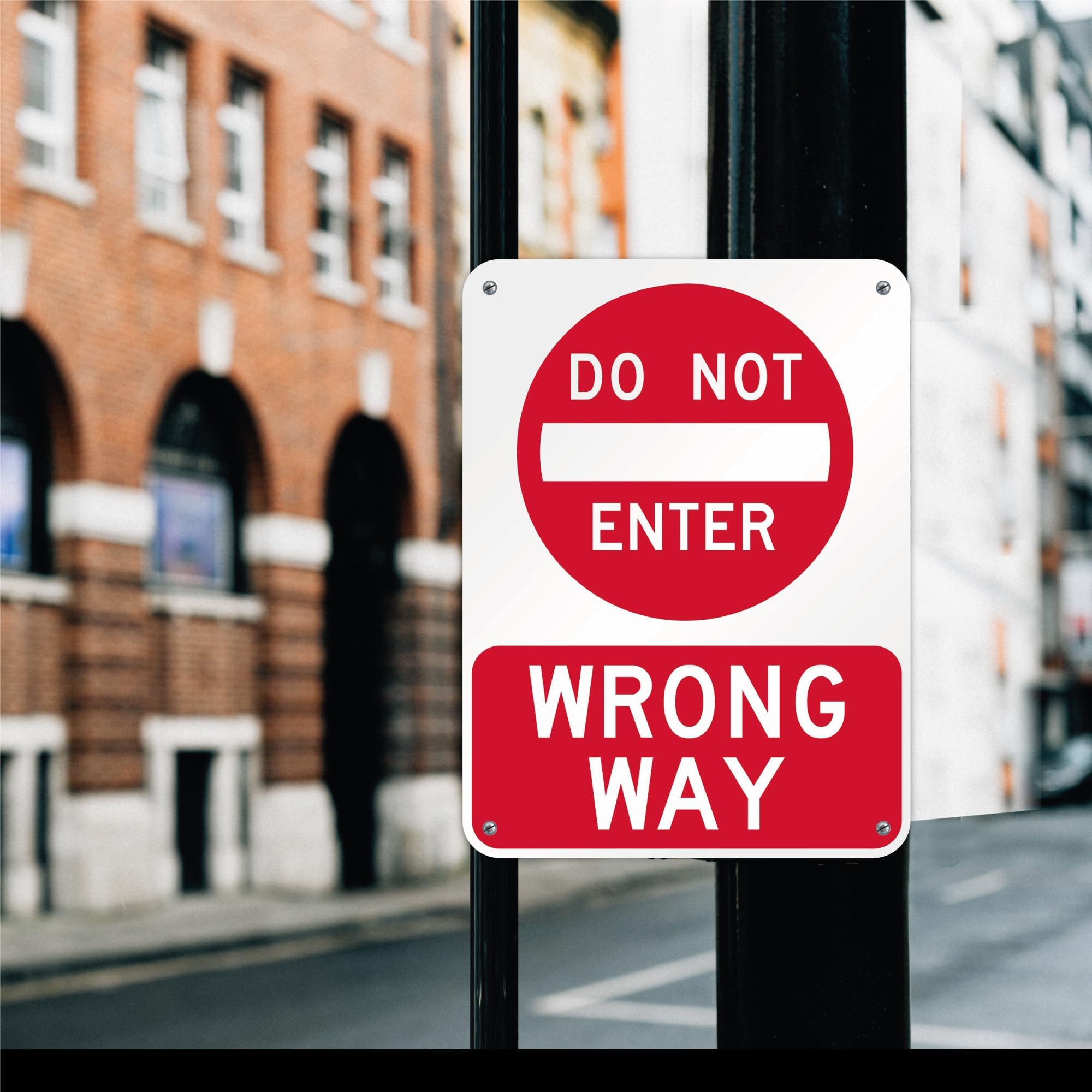 OLANZU Do Not Enter - Wrong Way 24 x 18 pulgadas - Paquete de 3 letreros de aluminio prismático de alta intensidad - Letreros reflectantes de metal con texto en inglés "Do Not Enter", resistente al