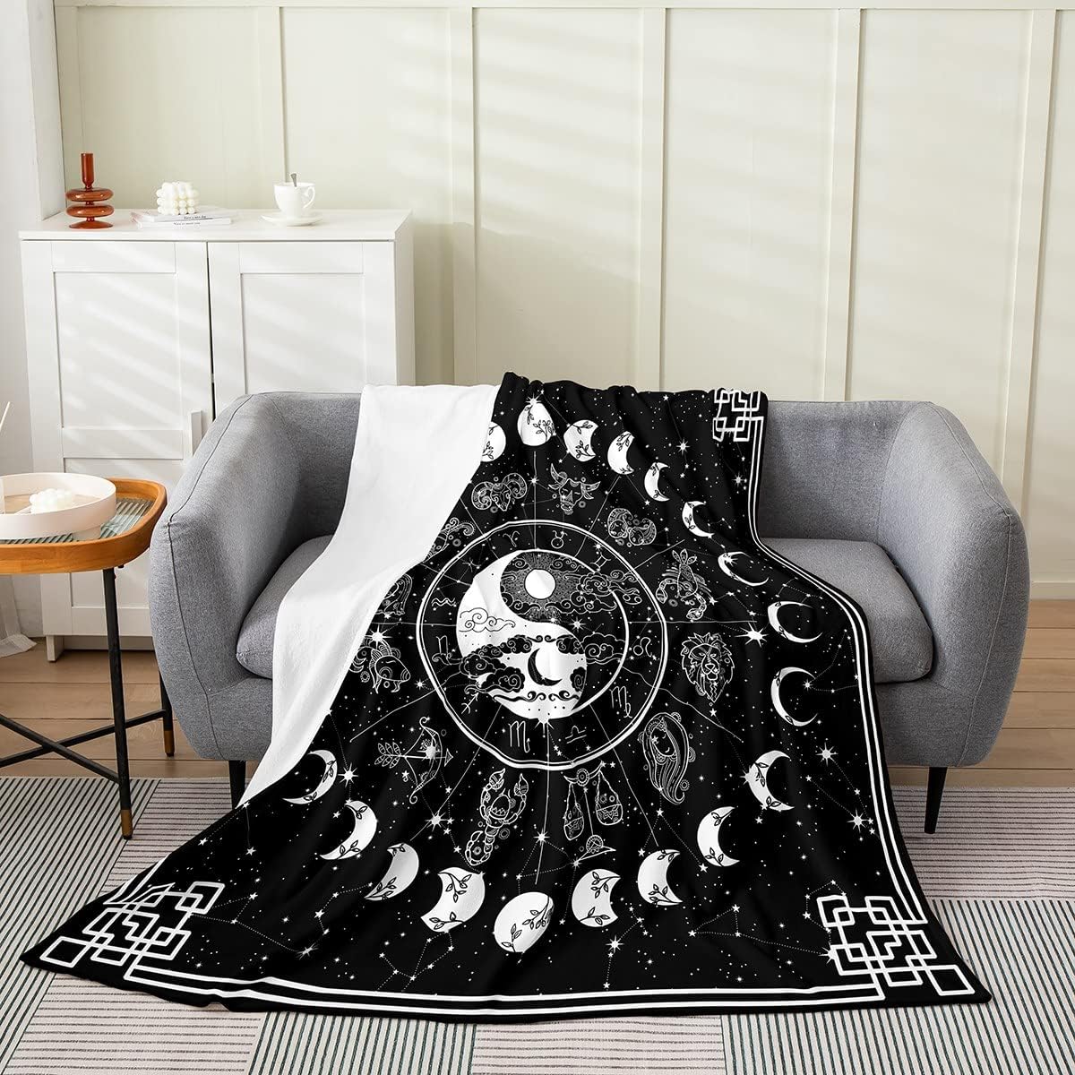 Erosebridal Sun and Moon Throw Blanket Throw 50x60,Twelve