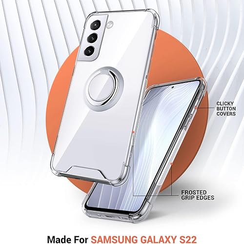 Miniatura 7 de Silverback Funda transparente para Samsung Galaxy S22 con soporte de anillo, amortiguador de golpes protector a prueba de golpes para Galaxy S22 -
