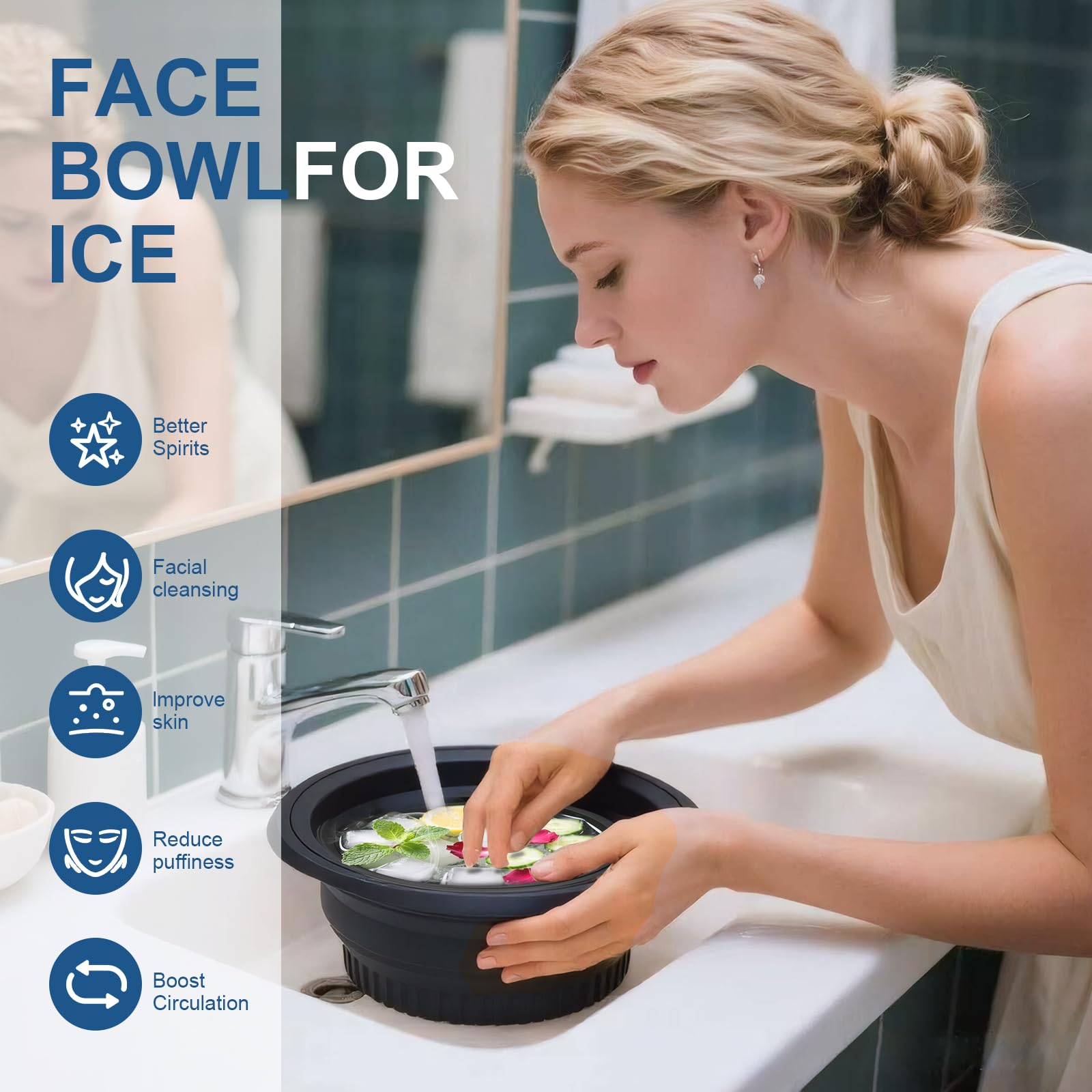 YQCXK Ice Bowl for Face Quick Cooling Foldable Wash Basin,Cosmetic Beauty Tool - Image 3