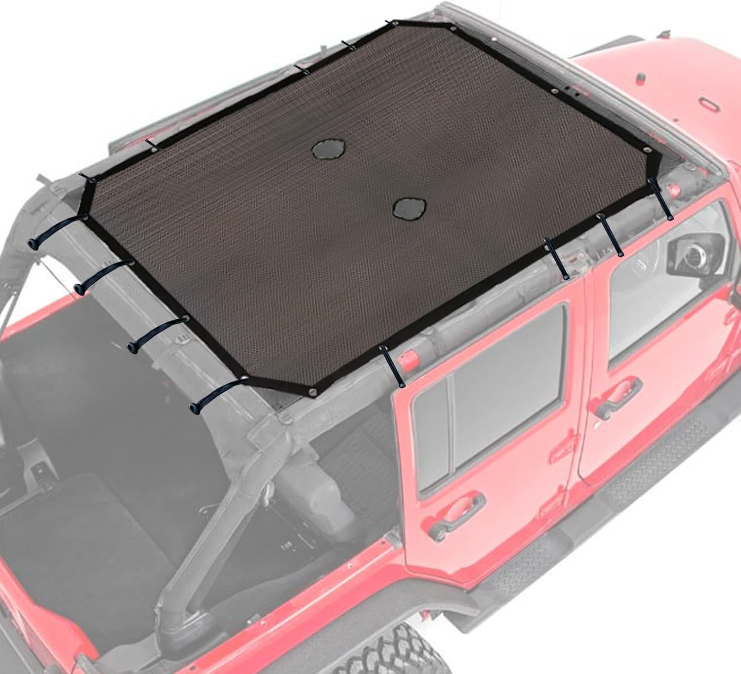 Sunshade for 2007-2018 Jeep Wrangler JKU 4 Door Full Length Mesh Sun Shade, JK Unlimited, Sport, Sport S, Sahara, Rubicon Sunshade Bikini Soft Top Cover Net, Blocks UV, Wind, Noise, Black