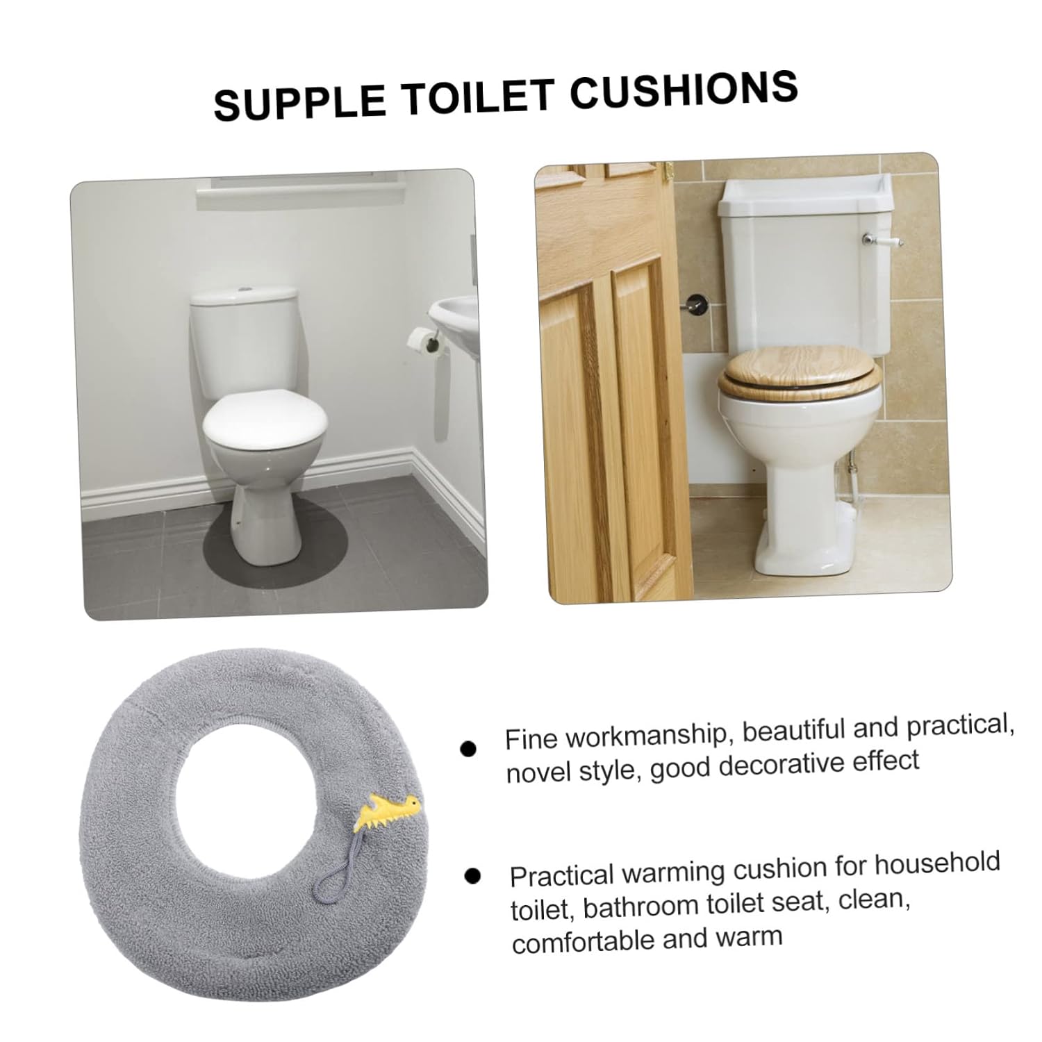 3pcs Toilet Cushions with Handle Durable Portable Seat Pads Soft and Warm Toilet Covers for Home Use Fit for All