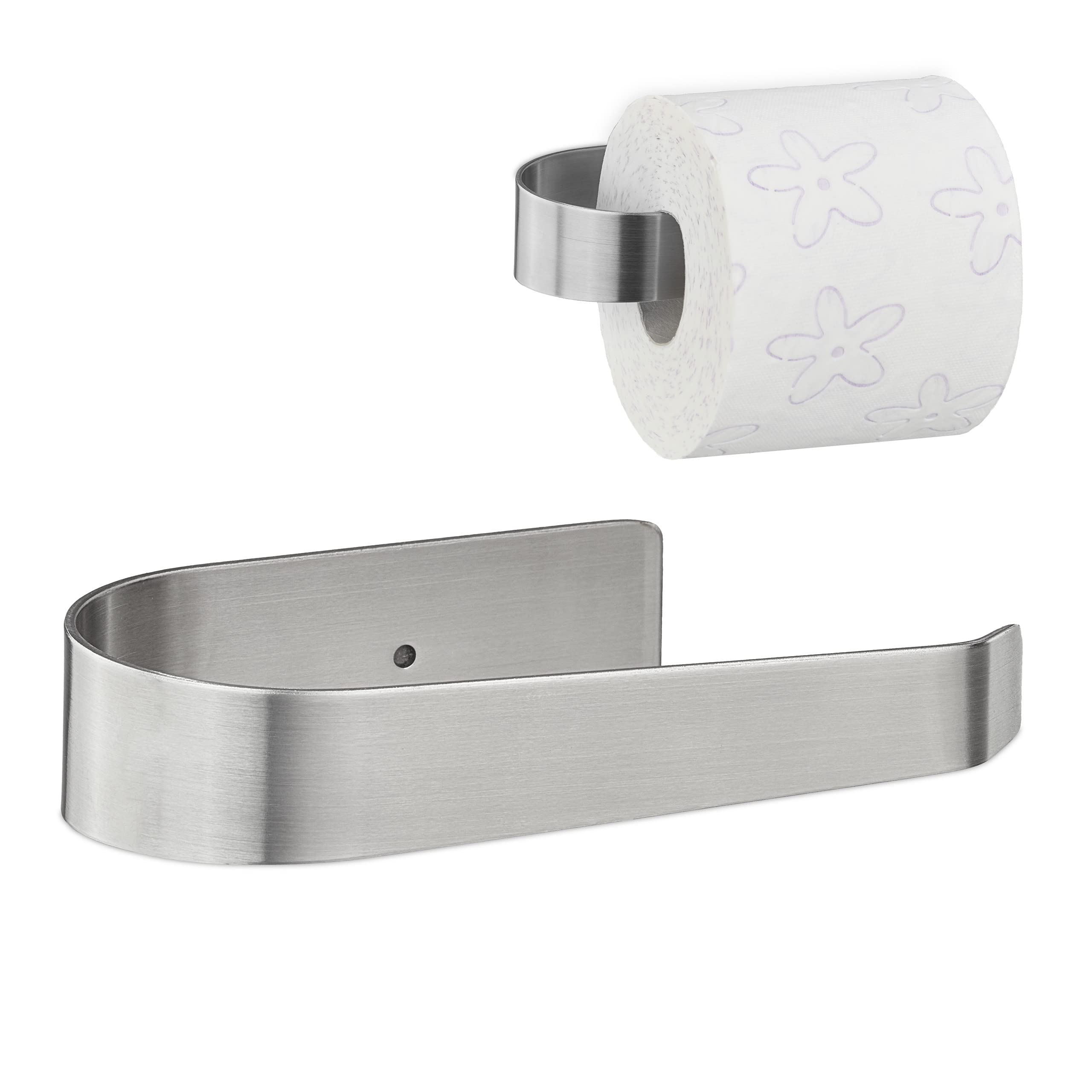 Portarotolo Carta Igienica Adesivo Relaxdays In Acciaio Inox Nero Opaco - Montaggio A Parete Senza Fori - Dimensioni 3,5x17x8,5 Cm