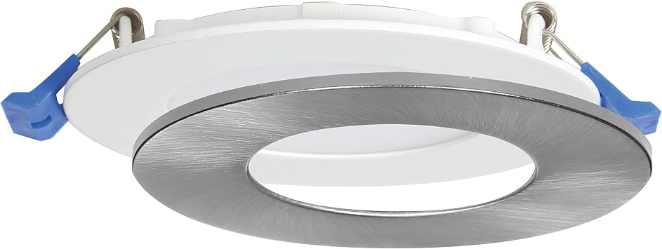 Nadair, 4 LED Recessed Ultra Slim Lights, 1-Pack, IC Rated, Dimmable, 12W=80W, 900 Lumens, 4000K Cool White, Large Junction Box, Quick Connect System, White Finish, Brushed Nickel Trim