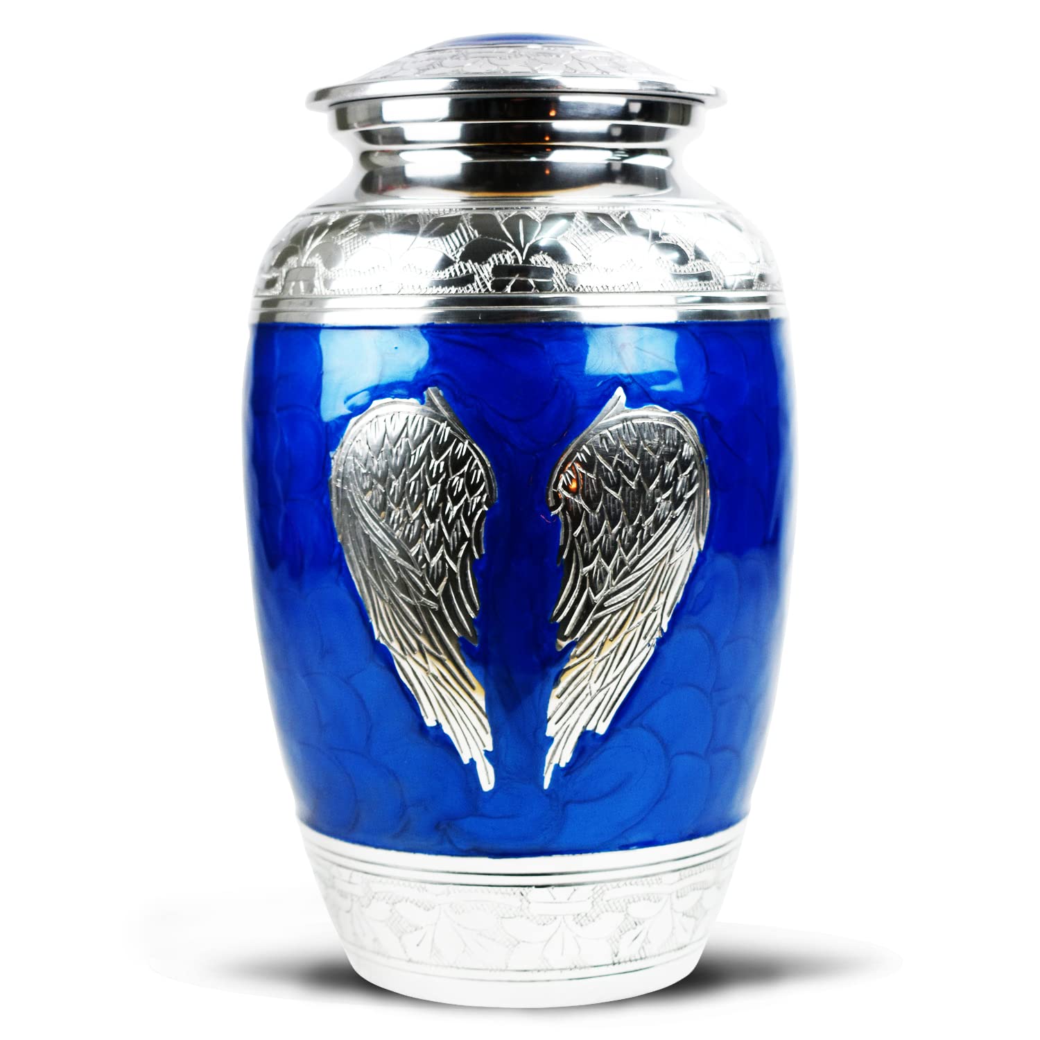 Sterling Ventures Large Aluminium Urn for Ashes - Fly With the Wind Pattern - Blue - Keepsake Urn