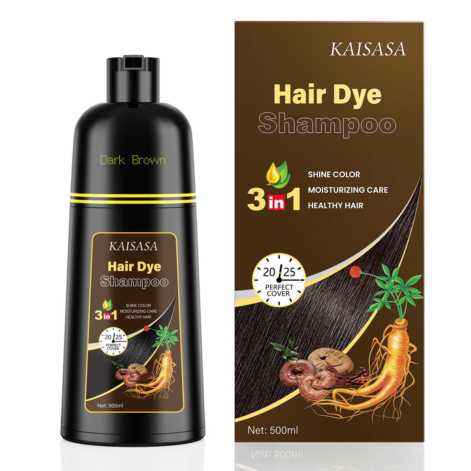Amazon.com : KAISASA Dark Brown Hair Dye Shampoo 3 in 1, Hair