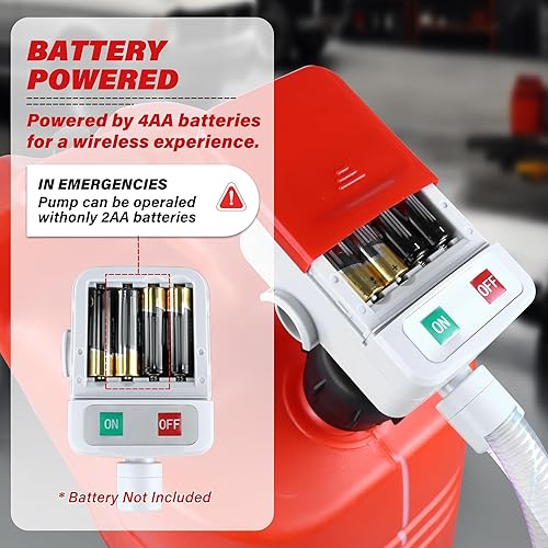 Miniatura 4 de Bomba de transferencia de combustible, 3.2 GPM, boquilla de parada automática, manguera de 51 pulgadas con 3 accesorios de tanque, bomba de sifón