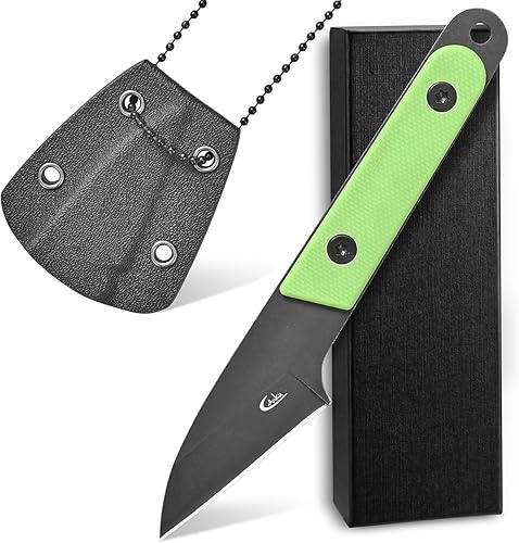 C1295 Cuchillo de hoja fija, hoja 9Cr18Mov G10 mango EDC cuchillo de cuello con funda kydex para exteriores, campamento, senderismo, pesca (verde)