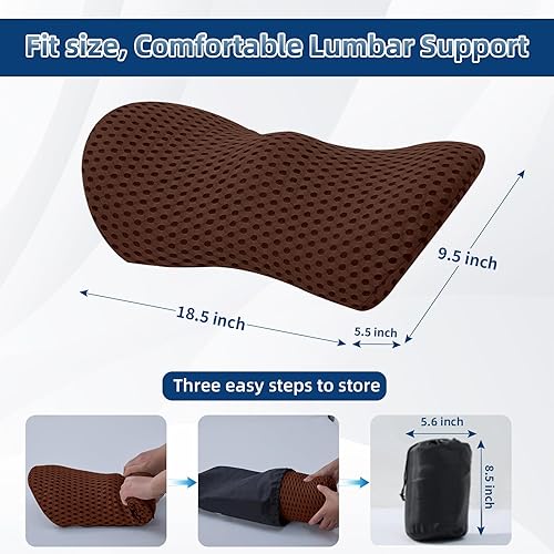 Vista 59 de Almohada lumbar, almohada de apoyo lumbar de espuma viscoelástica para silla de oficina y asiento de automóvil, almohada de apoyo para aliviar