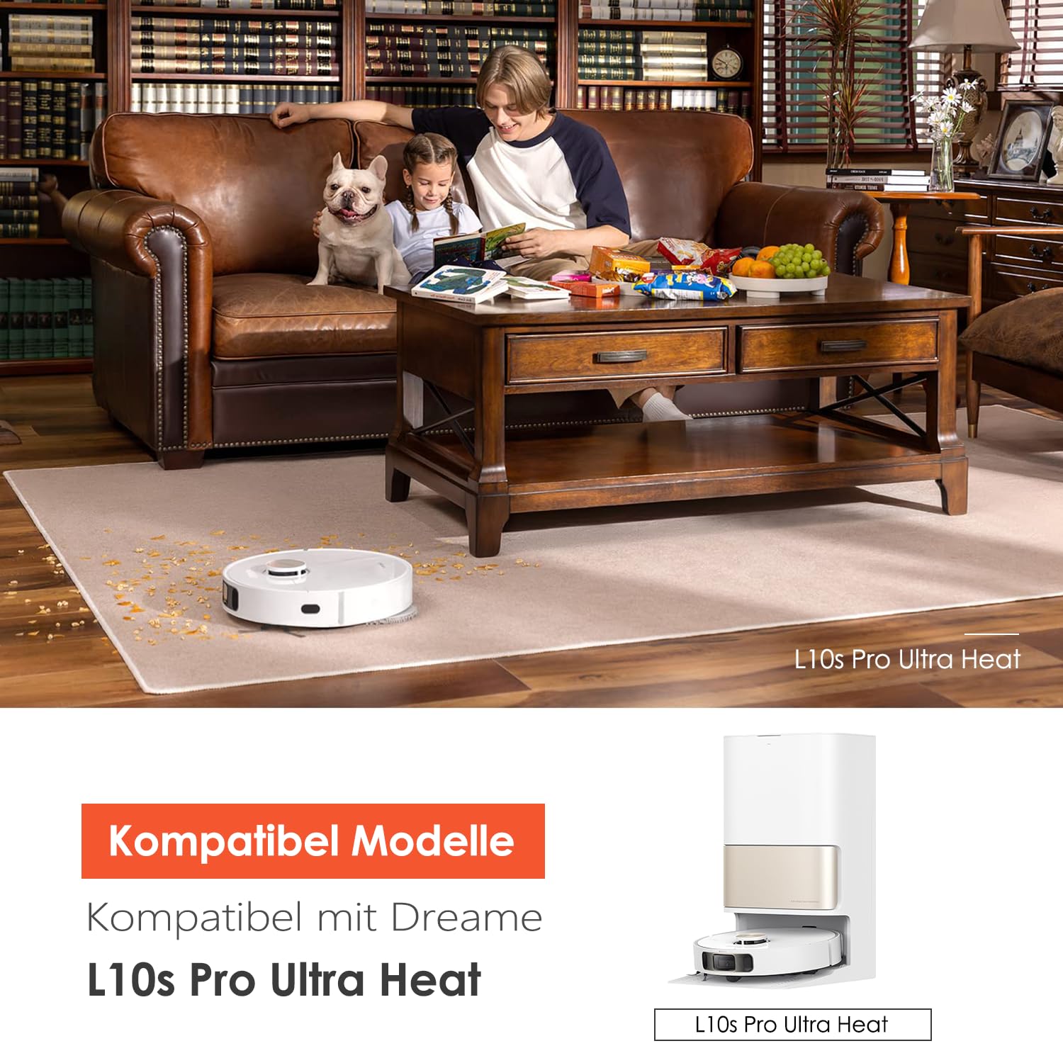 Zubehörset für dreame L10s Pro Ultra Heat / L10s Ultra Gen 2 / X30 Ultral/Mova E30 Ultra, 6*Staubbeutel 6*Mopp Wischpad 1*Hauptbürste 4*Seitenbürsten 2*Filter, Saugroboter Ersatzteile Zubehör