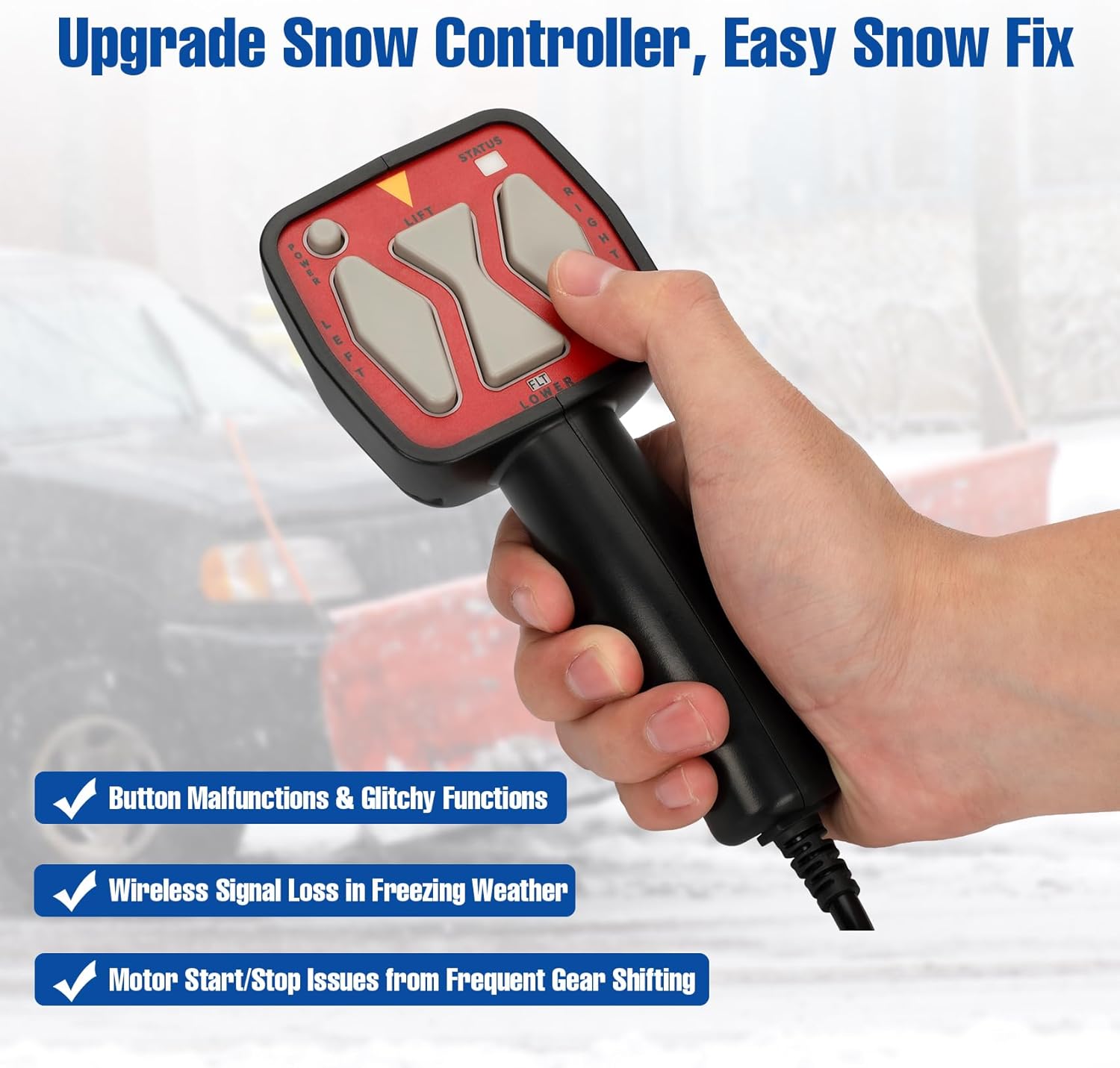 Snowplow Handheld Controller Compatible with Western 56462 56369, Fisher 9400 8292, SAM 1306902, Straight Blade Plows 6 Pin Plug Replacement Switch for Snow Plow Trucks and Winter Driveway Clearing