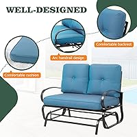 Vista 4 de Shintenchi Banco Deslizante Mecedor de Metal para Patio al Aire Libre, Mecedora de Dos Plazas, Muebles de Patio de Hierro Forjado, Silla Deslizante