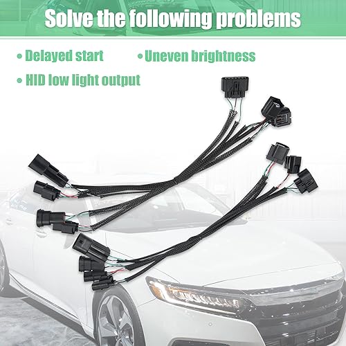 Miniatura 6 de X AUTOHAUX 2 adaptadores de cables de faros delanteros para Honda Accord 2016 2017 sedán halógeno a LED Touring 33100t2aa31 33150t2aa31 33100t2aa32