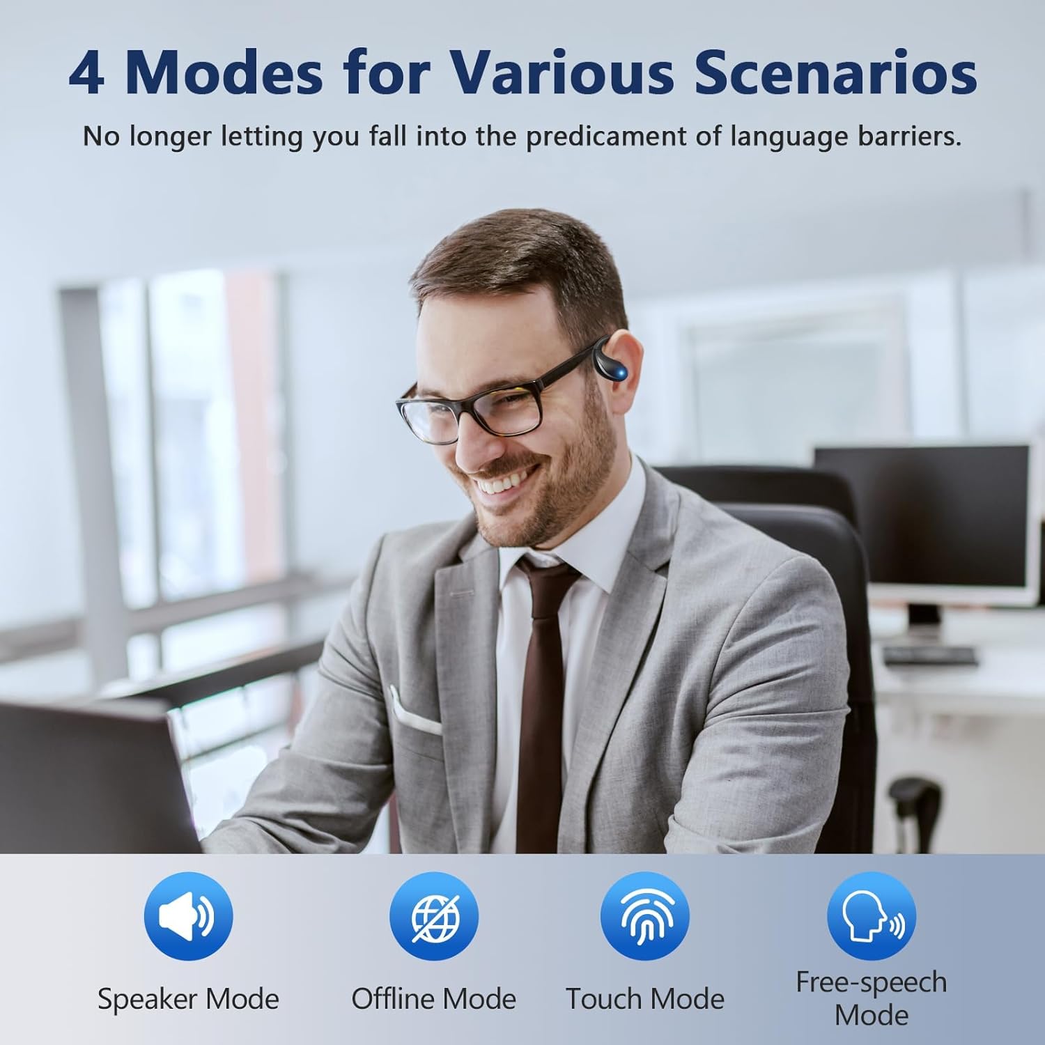 AI Translation Earbuds Real Time, Translator Earbuds 164 Languages & Accents, Audifonos Traductores Inglés Español,Translation Device for Travel Business Learning Compatible with iOS and Android