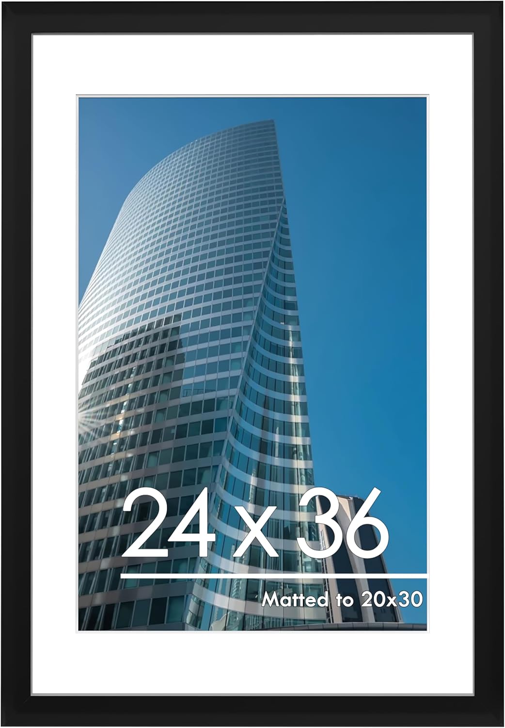 PEALSN 24x36 Poster Frame, Display Pictures 20 x 30 with Mat or 24 x 36 Without Mat, Poster Frames 24 x 36 inches for Wall Mounting Display, Black. Black 24x36