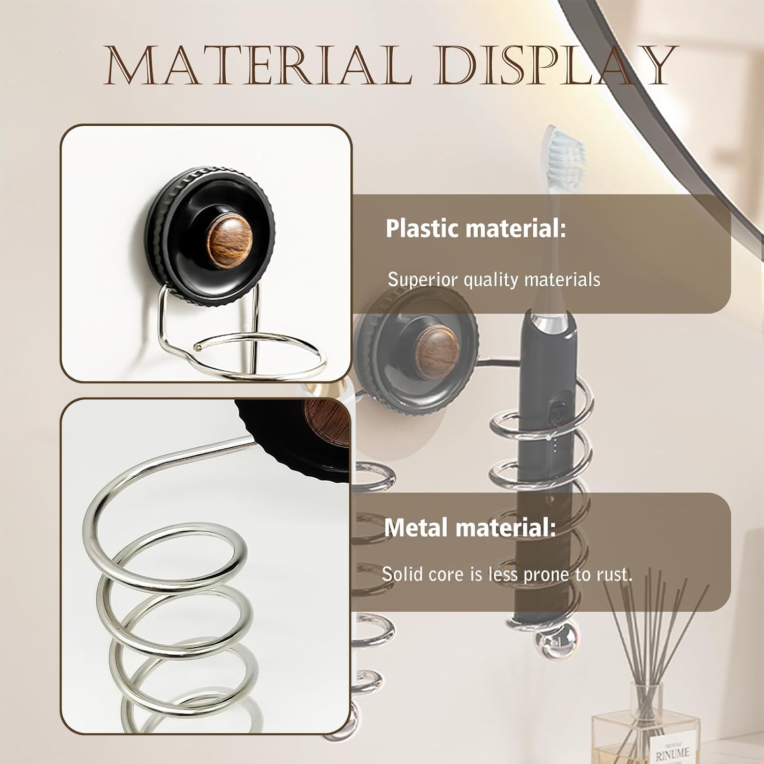 2pcs Suction Cup Toothbrush Holder and Razor Holder Set, Stainless Steel Bathroom Wall Mount Organizer for Comb, Toothpaste, No-Drilling Shaver Holder for Shower Wall Electric Toothbrush Organizer