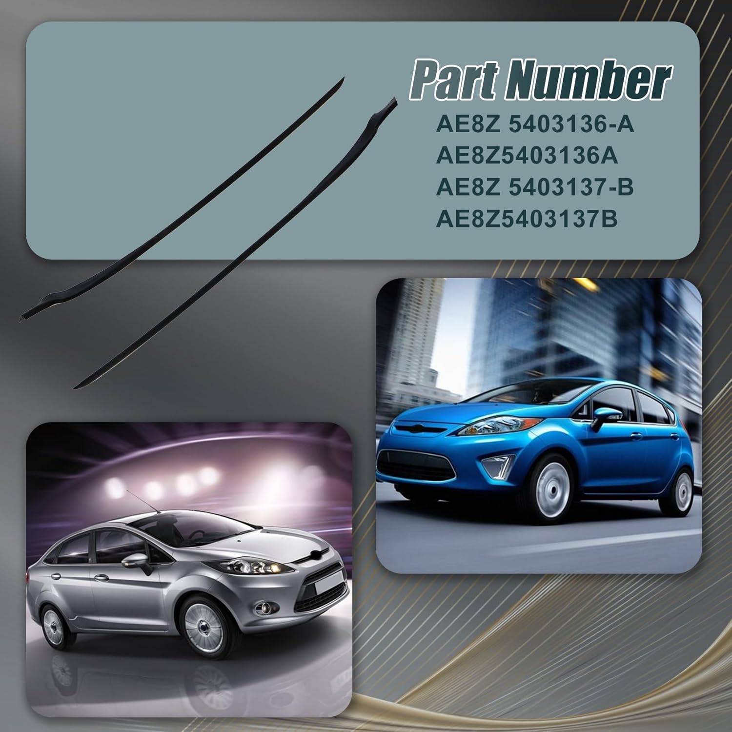 FZJDSD Front Left & Right Side A-Pillar Windshield Molding Trim AE8Z5403136A AE8Z5403137B Compatible with Ford Fiesta 2011 2012 2013 2014 2015 2016 2017 2018 2019 Passenger Driver Weatherstrip Seal