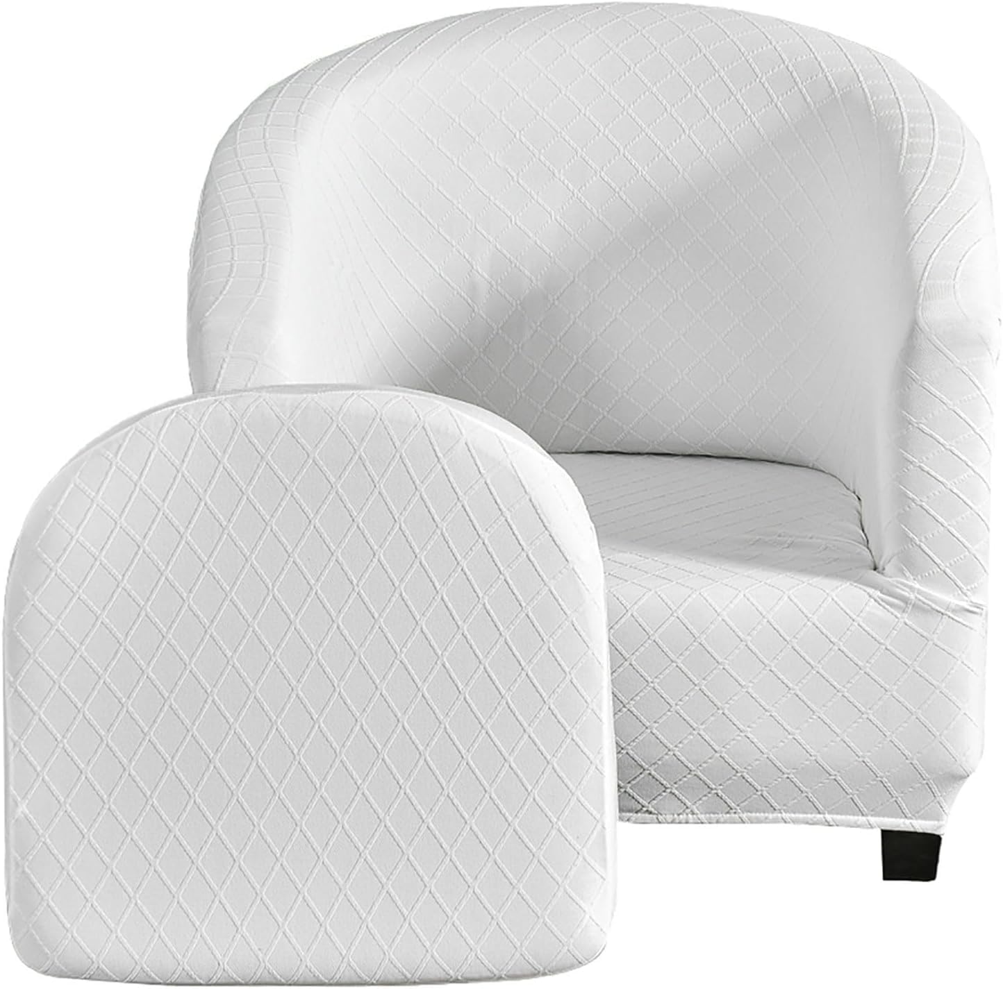 Stretch Armchair Cover Checkered Club Chair Slipcover with Cushion Cover Barrel Chair Covers Non Slip Tub Chair Slipcover Washable Armchair Protector (Brown one Size)