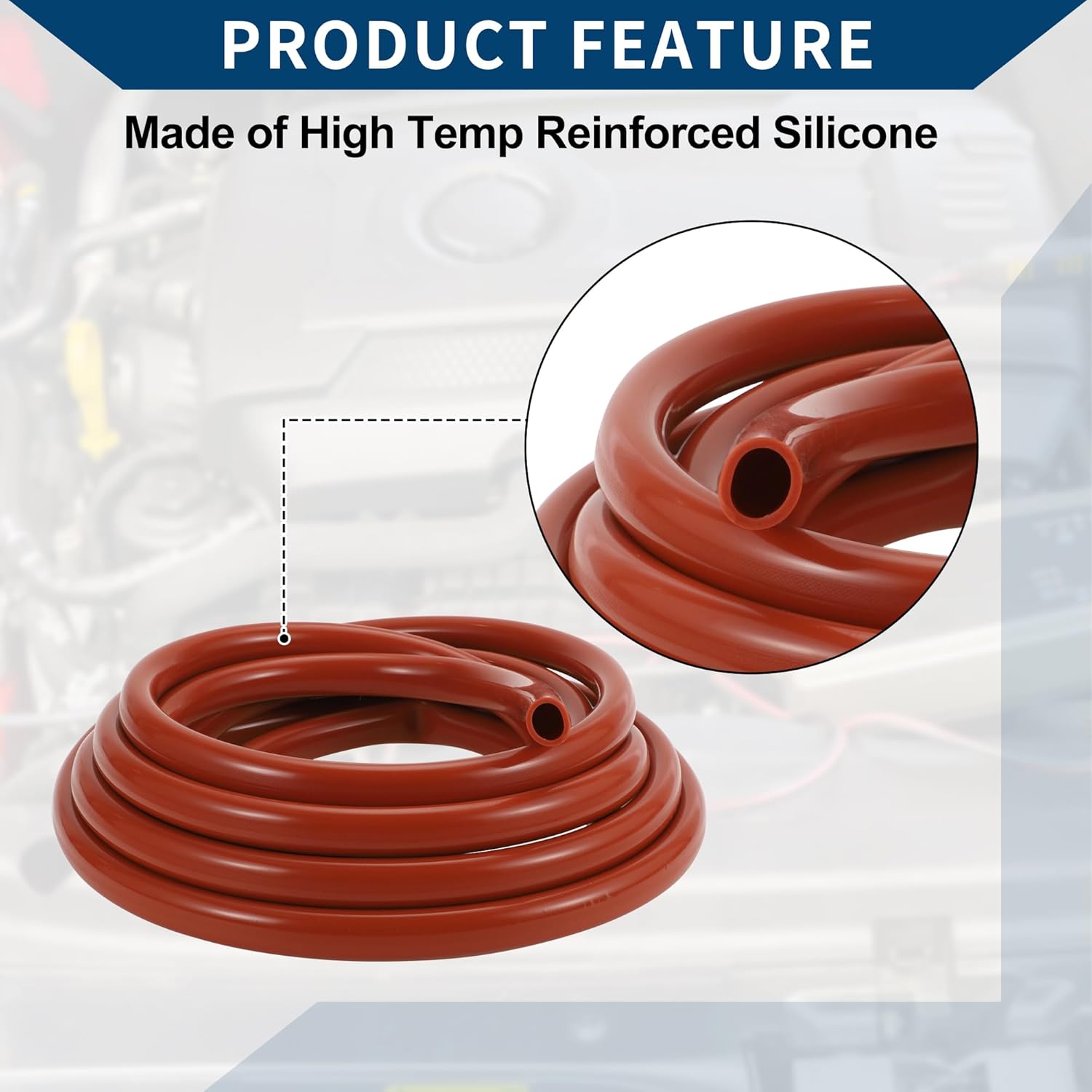 Silicone Vacuum Tubing Hose Automotive Vacuum Line High Temperature 20Ft 5/8" 16mm ID 2.5mm Thickness 1 Pcs Red