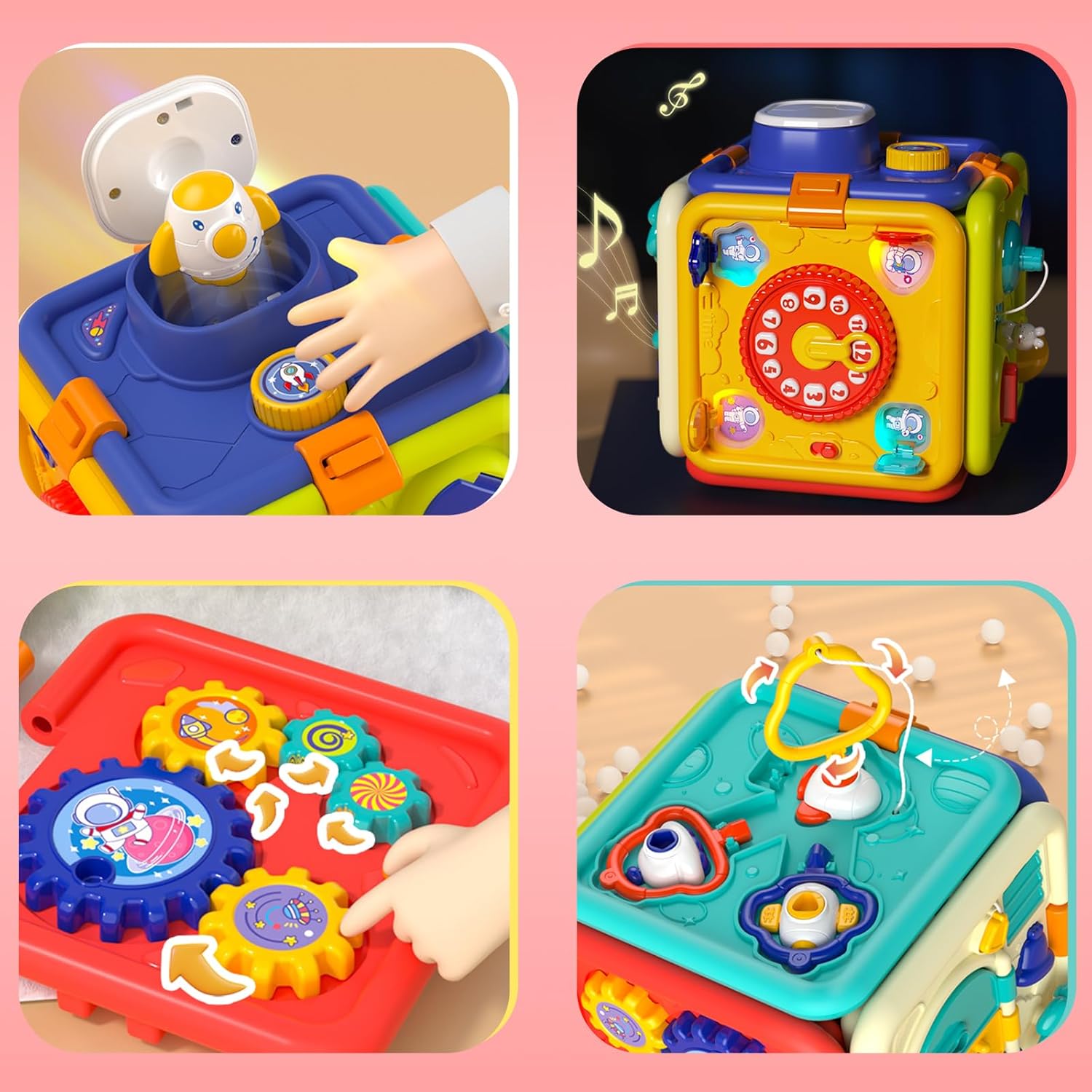 Montessori Toy for 1+ Year Old Girl Gift – 6-in-1 Busy Board for Toddlers 1 2 3 4 Year Old – Educational Sensory Early Development Toys– First 1st Birthday Gifts for Kids