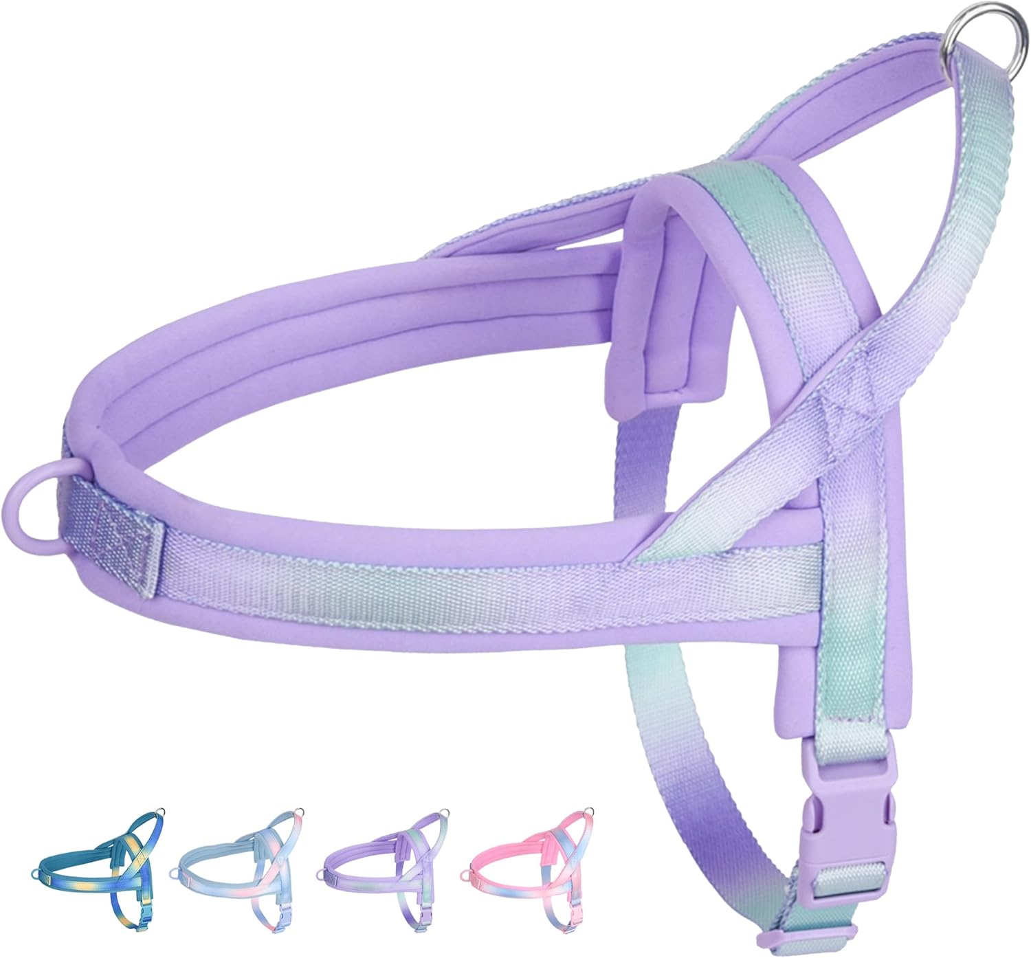 No Pull Dog Harness with Soft Padded Handle, Escape Proof and Quick Fit Vest Harness, Easy Dog Strap Harness for Training Walking, Suitable for Medium Dogs Lavender M