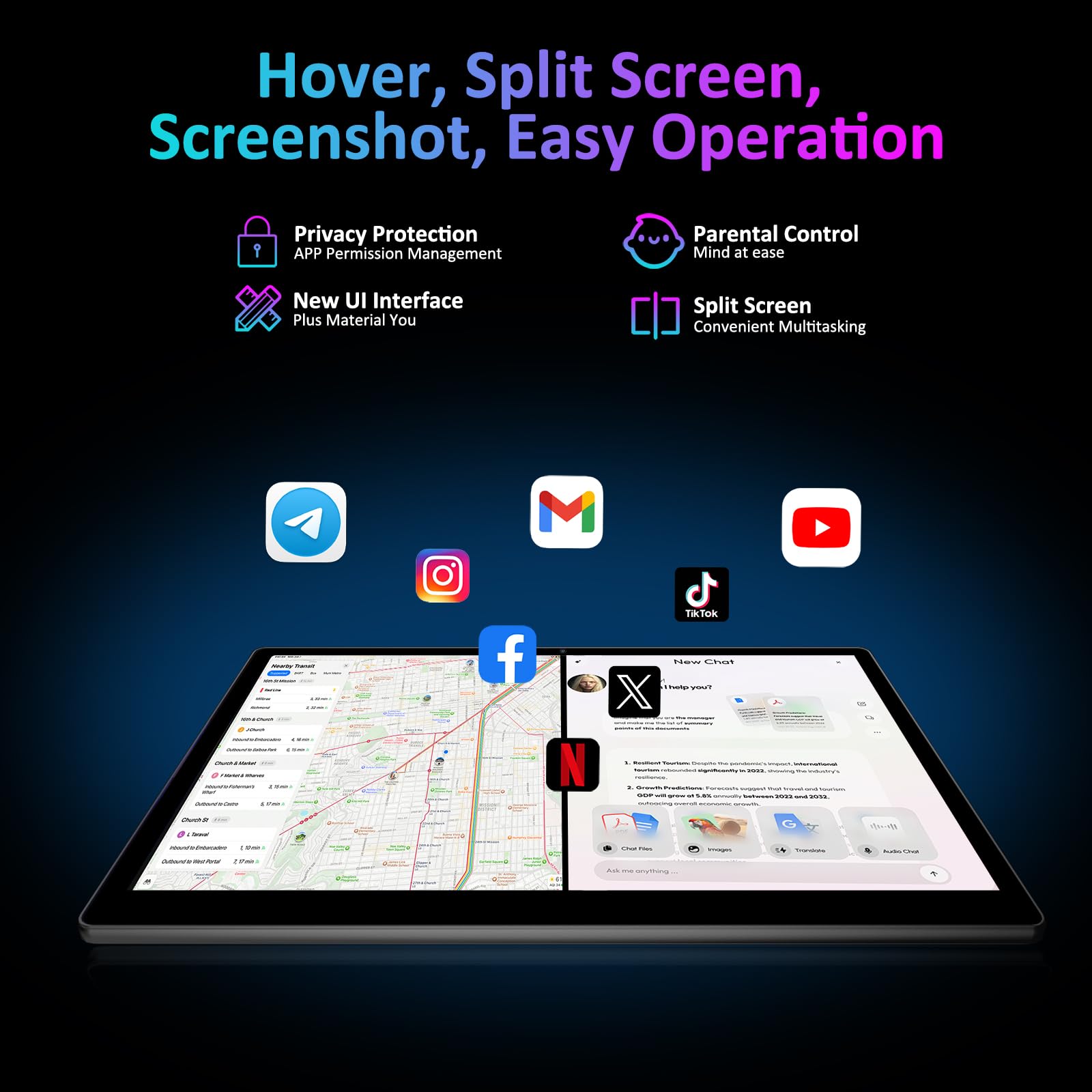 Tablet 14 Pollici Android 15 Tablet in Offerta,Octa Core,20W/11580mAh,36GB RAM+256GB ROM,2000 * 1200 incell FHD+,Foto AI 16MP+8MP, TÜV, GPS, Gemini AI,Face ID/GPS/BT 5.0/TÜV/USB-C,Nero