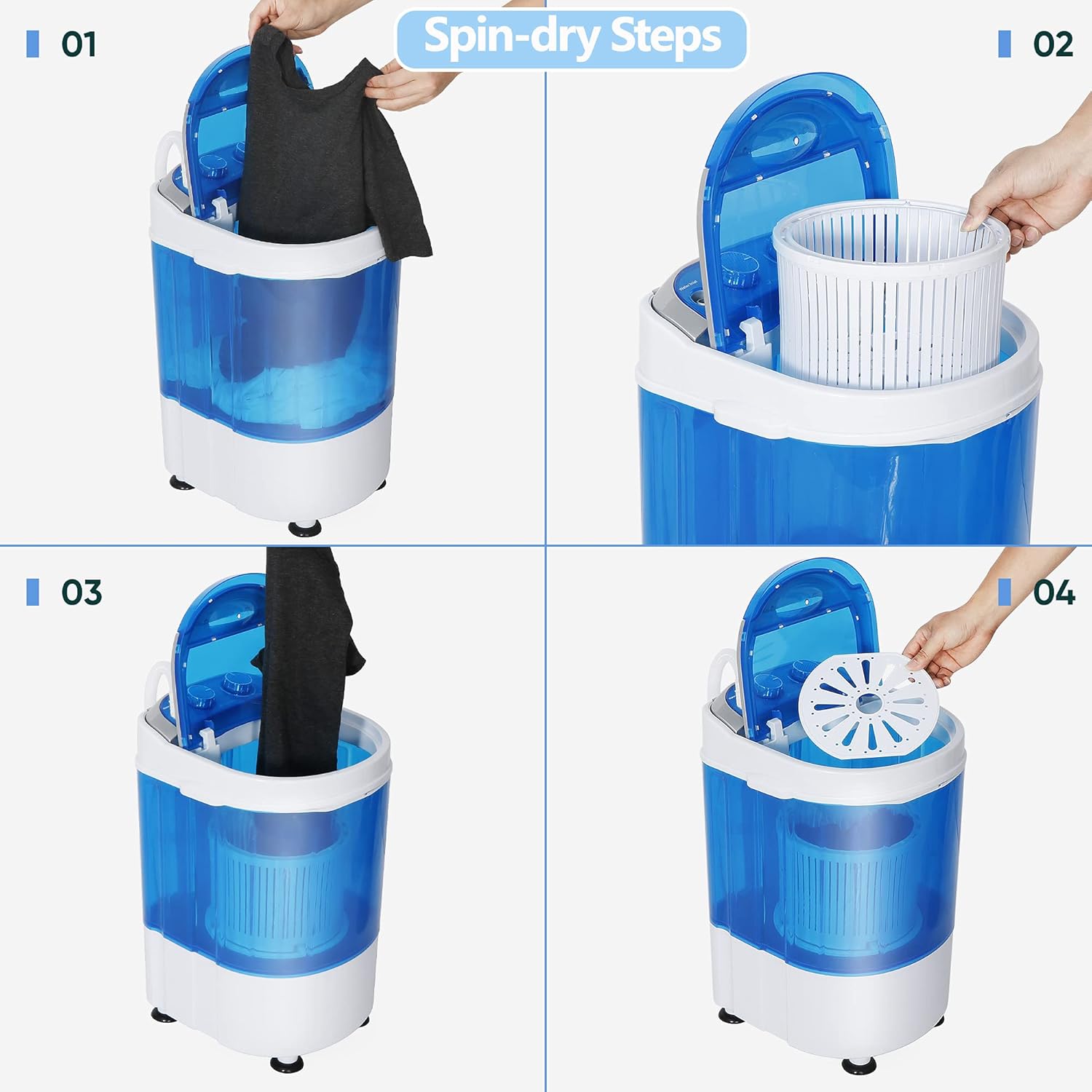 Portable Mini Washing Machine，Small Compact Laundry 4.4lbs Capacity Washer w/Spin Cycle Basket and Drain Hose Drum Washing Machine