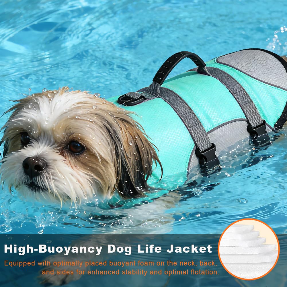 Mklhgty Chaleco Salvavidas para Perro, Reflectante, Ajustable, con asa de Rescate, para Nadar y navegar, Chaleco Salvavidas de Seguridad para Mascotas Ripstop para Perros pequeños, medianos y Grandes