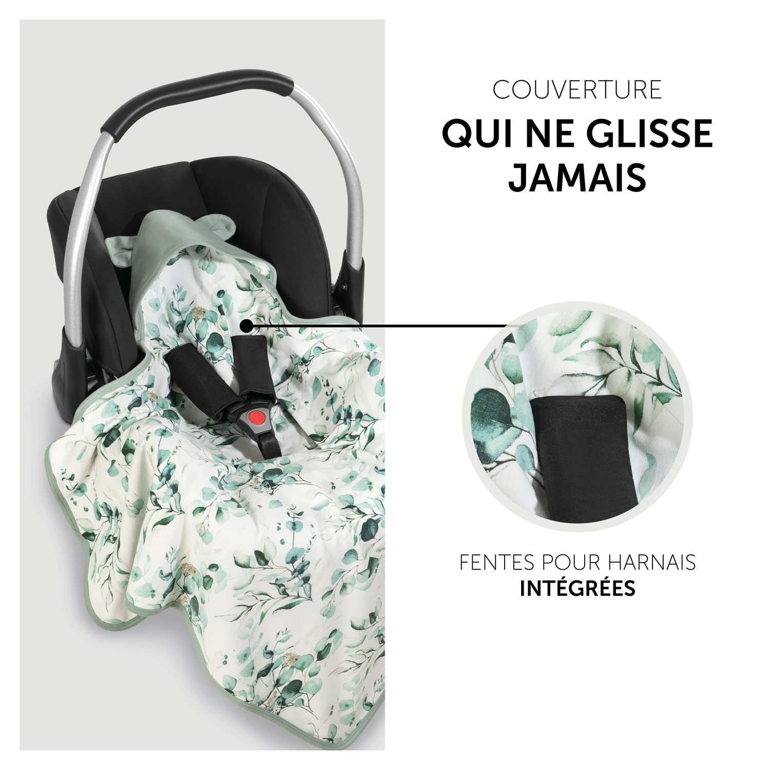 hauck Couverture Enveloppante Bébé - Nid d'Ange Bebe Cosy pour Siege Auto, Poussette, Nacelle avec Harnais 5 Points, Lavable - Vert Menthe (Snuggle N Dream)