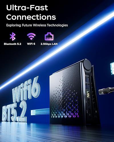 Miniatura 6 de ACEMAGICIAN Mini PC S3A, Ryzen 7 8745HS hasta 4.9 Ghz, 16 GB DDR5 512 GB NVMe SSD Mini computadoras con gráficos AMD Radeon 780M, luces