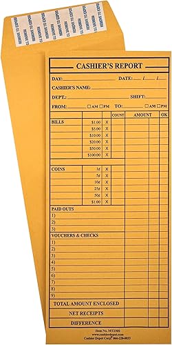 500 Cashier Depot MT230 - Sobre de informe de cajero, 4 12 x 10 38 pulgadas, papel kraft marrĂłn 24 libras, 500 sobres (despegar y sellar) 500 Cashier Depot MT230 - Sobre de informe de cajero, 4 12 x 10 38 pulgadas, papel kraft marrĂłn 24 libras, 500 sobres (despegar y sellar)