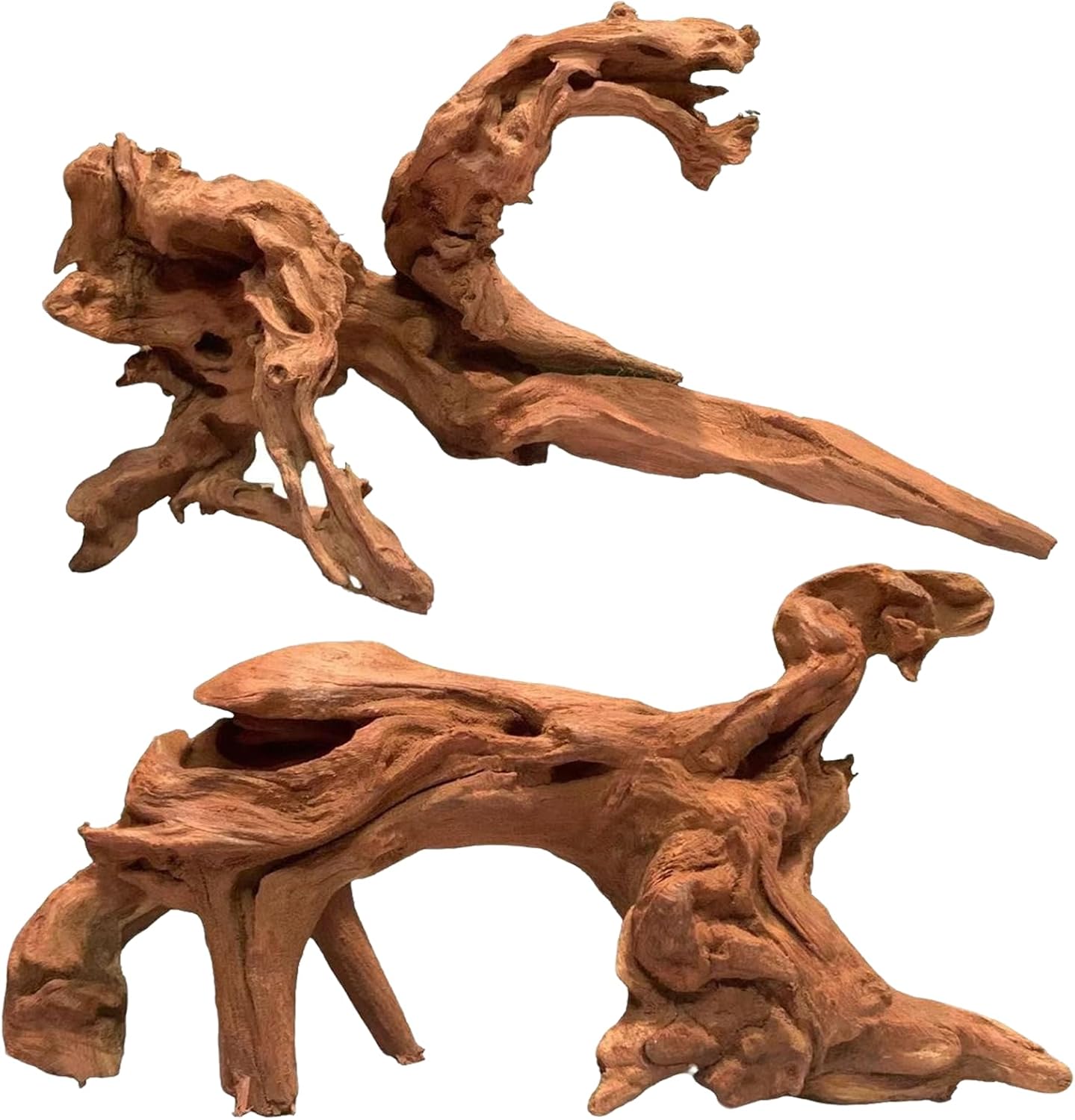 2-Piece 10-14 inch Natural Aquarium Driftwood Decorations - Aquascape Decor for Fish Tanks, Betta Hideouts, Reptile Enclosures & Plant Attachment