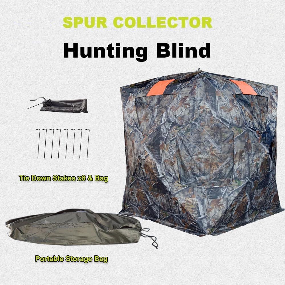 85" Extra Tall 3-4 Person Hidden Threat See Through Hunting Blind, See Through Panel Window with 270° View for Deer & Turkey Hunting, Camo