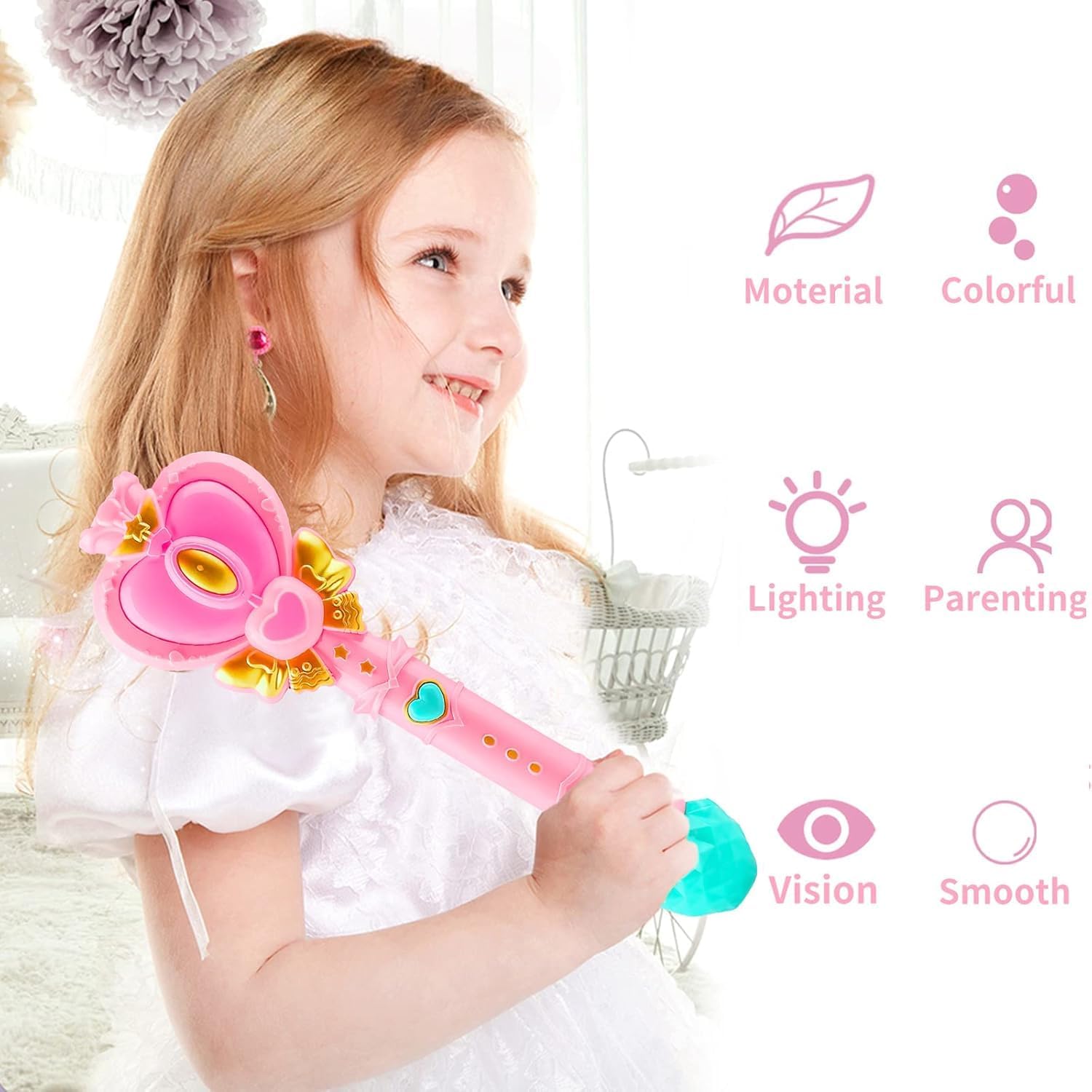 2 Pack Bubble Wand for Kids Princess Heart Bubble Machine Blower Maker Wands Easter Basket Stuffers Outdoor Toys Gifts for 3 4 5 6 7 8 Years Old Toddlers Little Girls