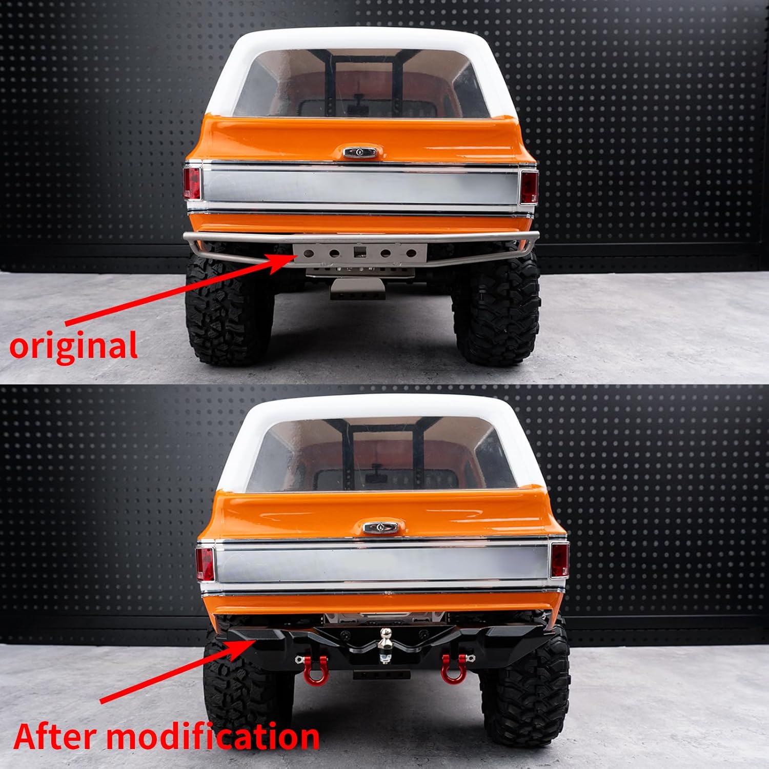 Aluminum RC Rear Bumper with Trailer Hitch & Rear Bumper Mount Upgrade Parts for 1/10 Tra-xxas TRX-4 TRX4 RC Crawler Car