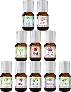 Floral Ocean Gardens Good Essential Fragrance Oil Set (Pack of 10) 5ml Set Includes Lavender, Rose, Jasmine, Lilac, Lotus,...