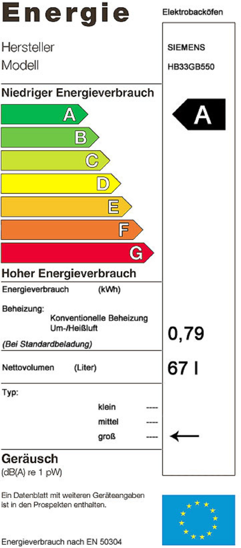Siemens Four encastrable HB33GB550 - A - Air chaud 3D plus - SoftClose - Acier inoxydable
