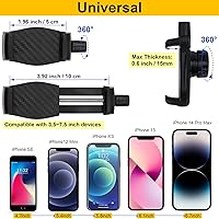 Vista 9 de Soporte para iPhone para escritorio/mesa/barra/gabinete de cocina, soporte de teléfono de aleación de aluminio ajustable de 360°, soporte de clip