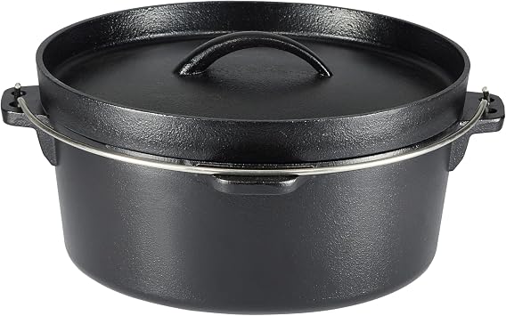 Amazon Basics Pre-Seasoned Cast Iron 5-Piece Cookware Set, Oven Safe, Cooks Evenly, 14.17 x 12.2 x 10.63 in, Black