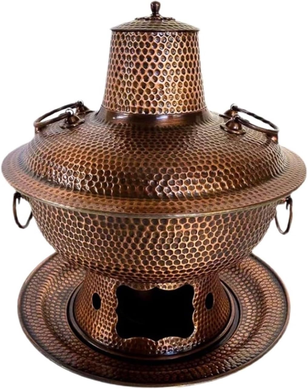 Olla China QUQUQ para Hot Pot de Cobre de 32 cm, Calentada con Carbón